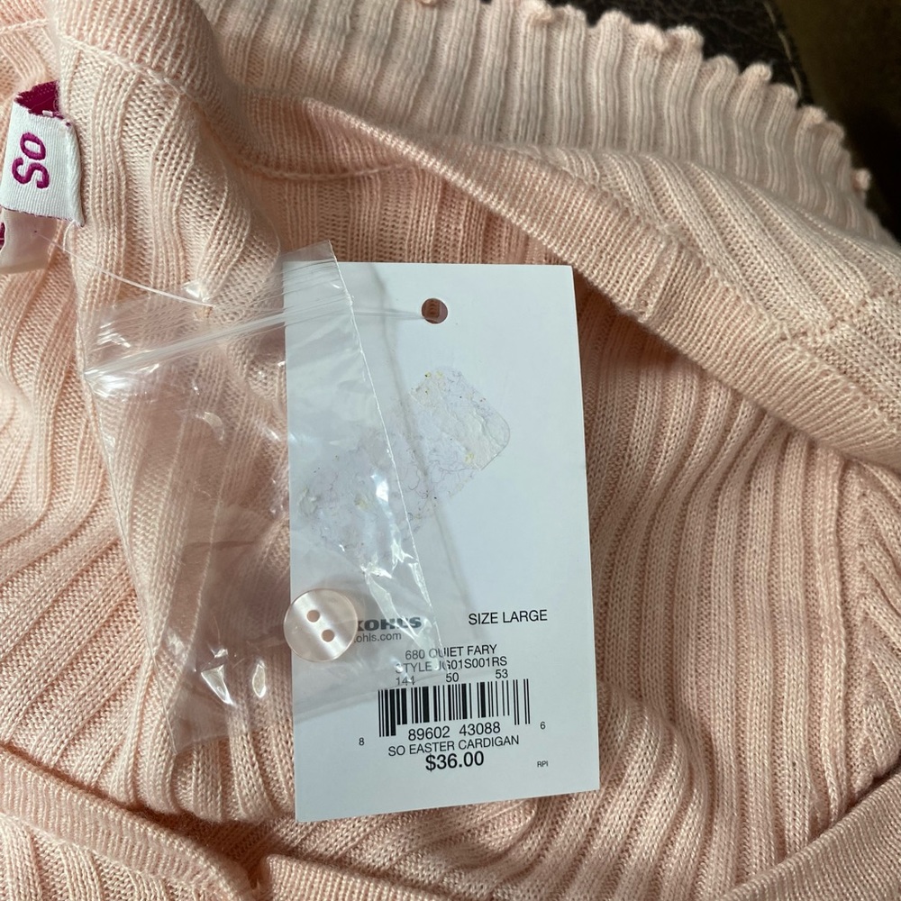 SO Women’s Cropped Cardigan Acrylic Ribbed Sweater Long Sleeve Size Large - Picture 15 of 15